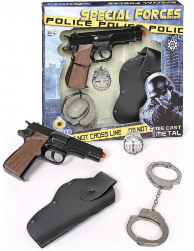 PISTOLA DE POLICIA 8 TIROS CON ESPOSAS