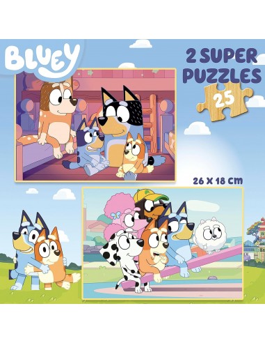 BLUEY 2 PUZZLES MADERA DE 25 PIEZAS
