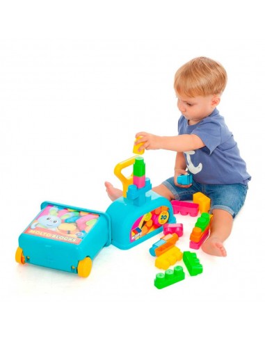 CARRITO CON 20 BLOQUES AZUL