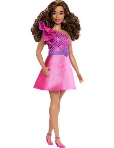 BARBIE FASHIONISTA VESTIDO ROSA PELO...