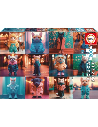 PUZZLE 200 PIEZAS ANIMALES DE MODA