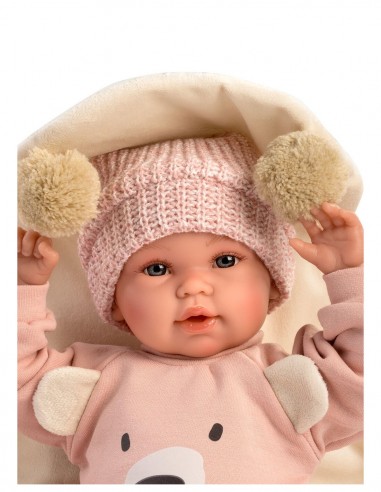 RECIEN NACIDA LLORONA 36 CMS OSITO ROSA