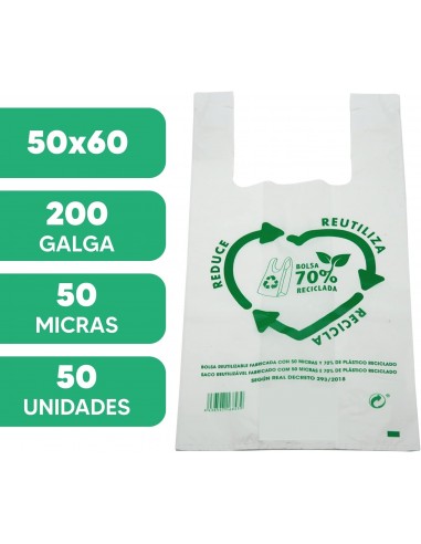 BOLSAS DE PLASTICO 70% RECICLADO 50 X...