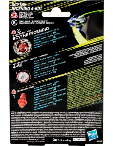 BEY BLADE X SCYTHE INCENDIO 4-60T