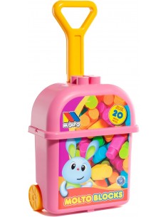 CARRITO CON 20 BLOQUES ROSA