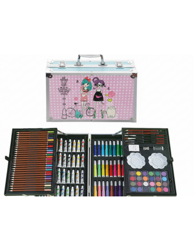 MALETIN METALICO DE ESCRITURA 145 PIEZAS