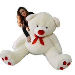 PELUCHE BLANCO OSO HUELLAS ROJAS 150 CMS 2
