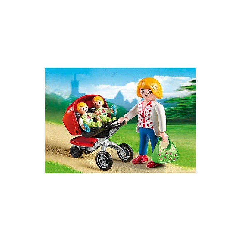 mama con carrito de gemelos playmobil